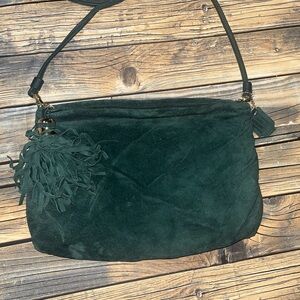 Bechamel Dark‎ Green Suede Shoulder Bag